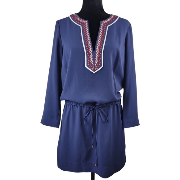 Laundry By Shelli Segal Dresses & Skirts - Laundry by Shelli Segal navy blue shirt dress embroidered neckline size S